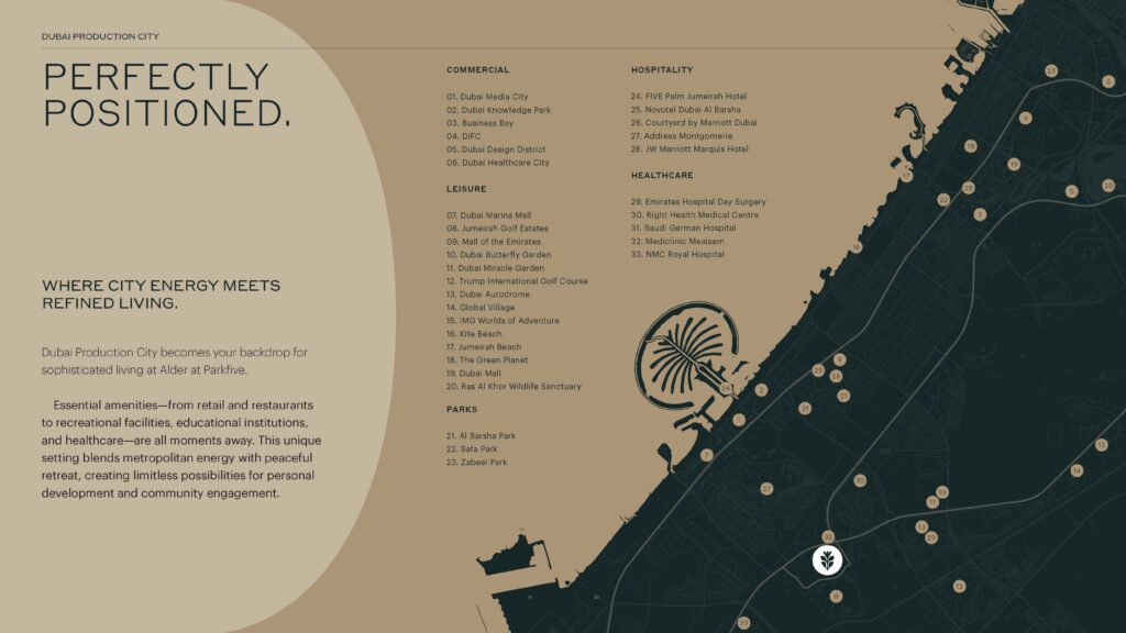 Alder at Park Five Location Map in Dubai Production City with Emiradia Real Estate
