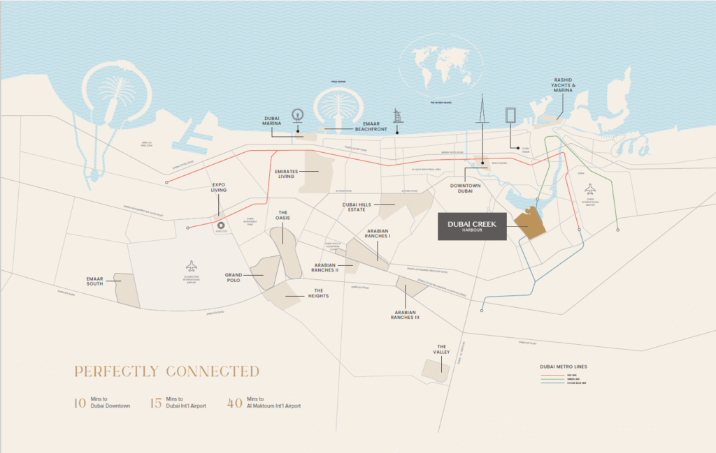 Lyvia by Palace at Dubai Creek Harbour Location Map with Emiradia Real Estate Abu Dhabi