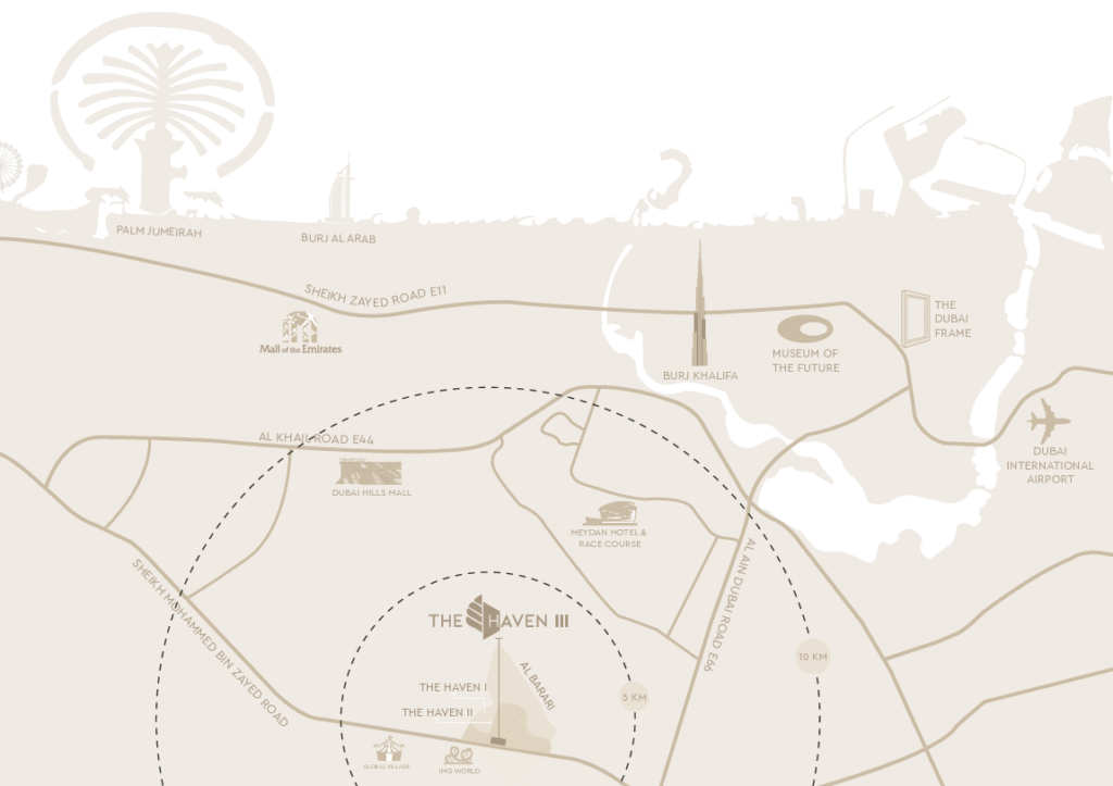 The Haven 3 Location Map at Majan Dubailand with Emiradia Real Estate